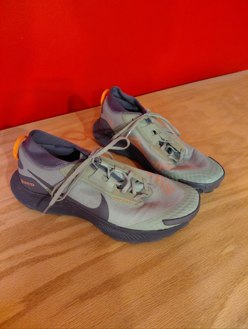Men’s Nike Trail Gore Tex Sage Green Orange Running Shoe
